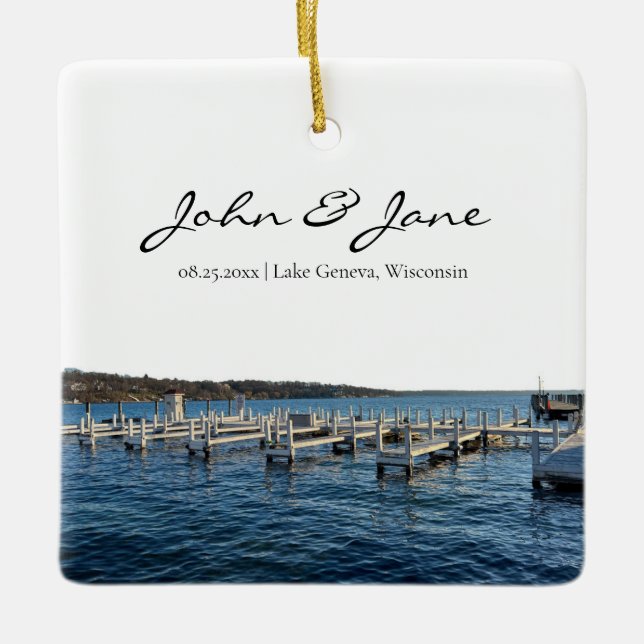 Personalised Lake Geneva Wisconsin Ceramic Ornament (Front)