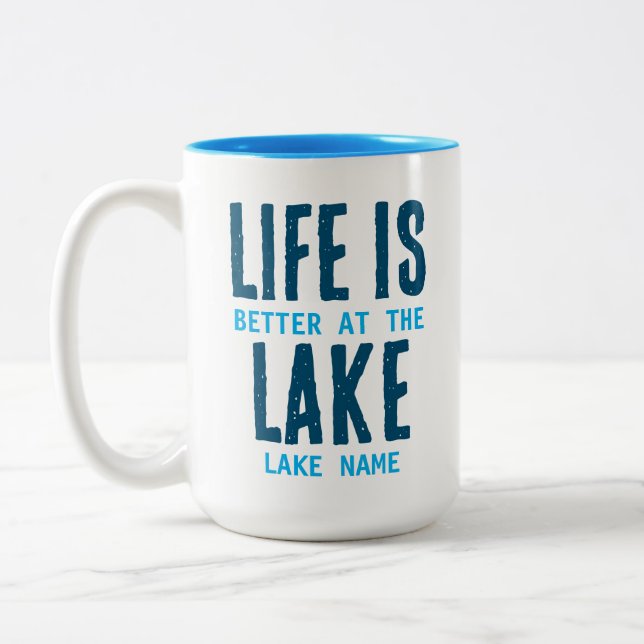 Personalised Lake Gift Two-Tone Coffee Mug (Left)