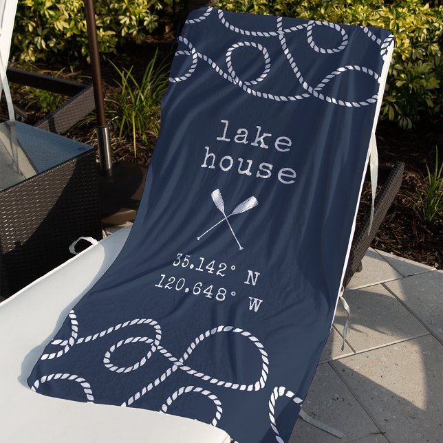 Personalised Lake House Coordinates Beach Towel (Creator Uploaded)