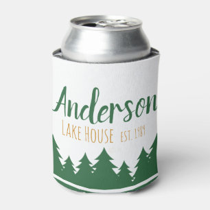 Personalised Lake House & Pine Trees Can Cooler