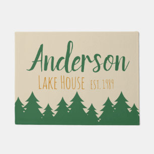 Personalised Lake House & Pine Trees Door Mat