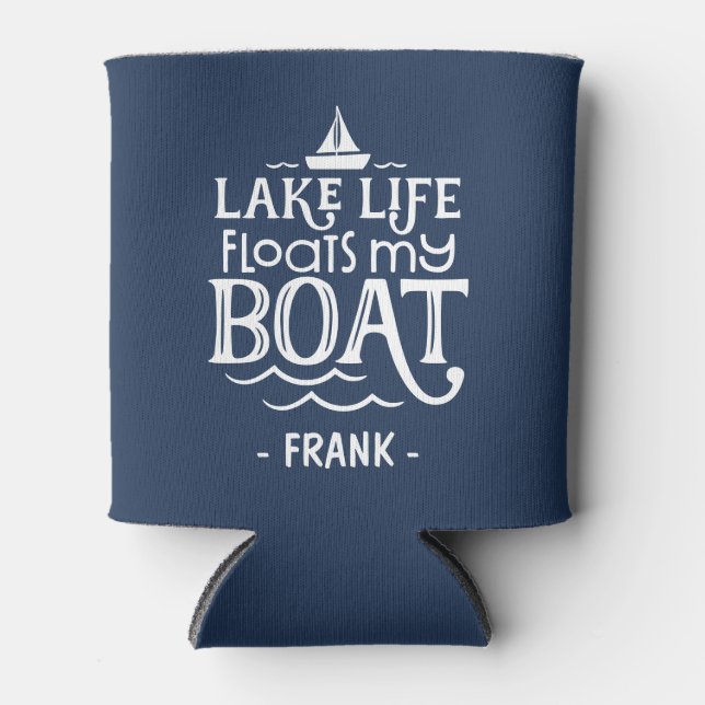 Personalised Lake Life Floats My Boat Can Cooler (Front)