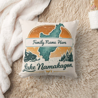 Personalised Lake Namakagon, WI Throw Pillow