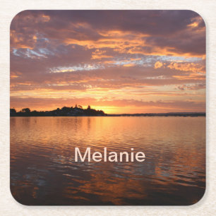 Personalised Lake Side Square Paper Coaster