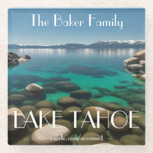 Personalised Lake Tahoe Glass Coaster Family