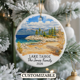 Personalised Lake Tahoe Ornament, Custom Nevada Ceramic Tree Decoration
