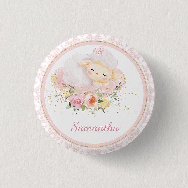 Personalised Lamb 3 Cm Round Badge (Front)