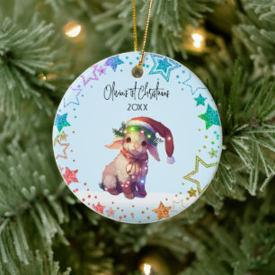 Personalised Lamp Baby sheep, Baby's First Xmas Ceramic Tree Decoration