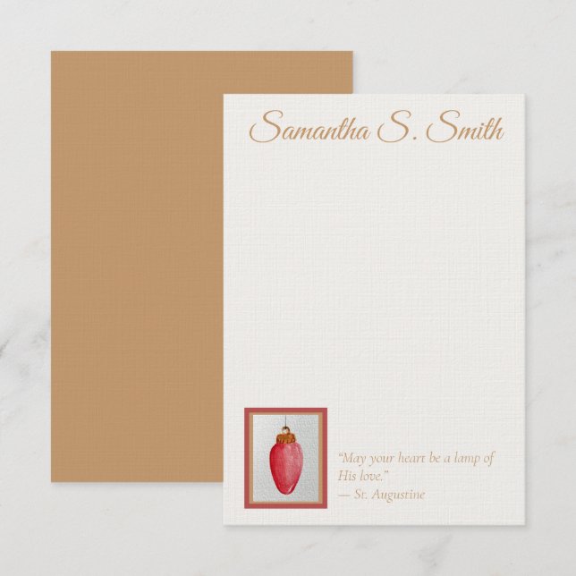 Personalised Lamp of Love Flat Note Card (Front/Back)