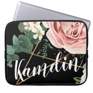 Personalised Laptop Case Geometric Garden Black