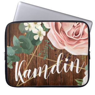 Personalised Laptop Case Geometric Garden Rose Bar