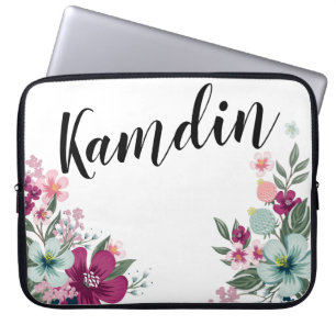 Personalised Laptop Case Tropical Flower on White