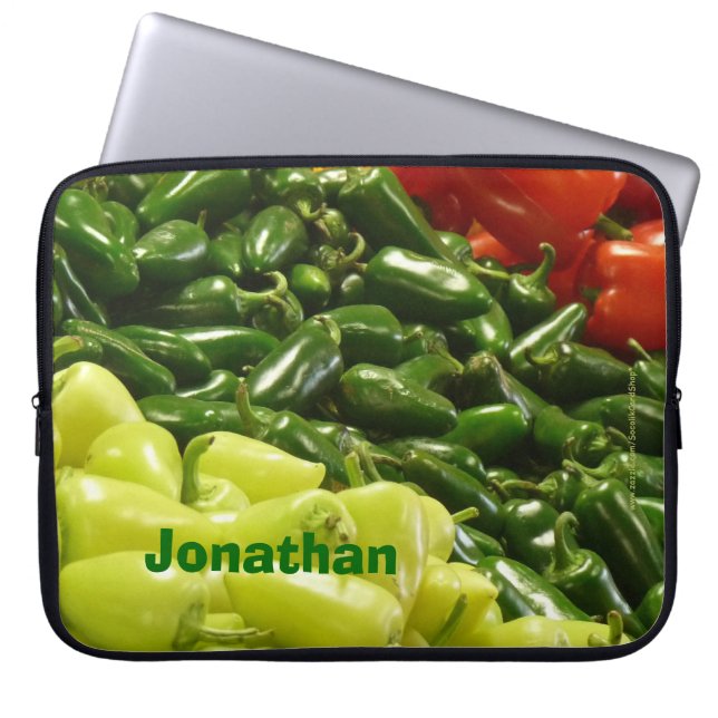 Personalised Laptop Computer Sleeve Chilli Peppers (Front)