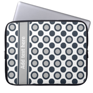Personalised Laptop Sleeve:Black Silver Polka Dots Sleeve