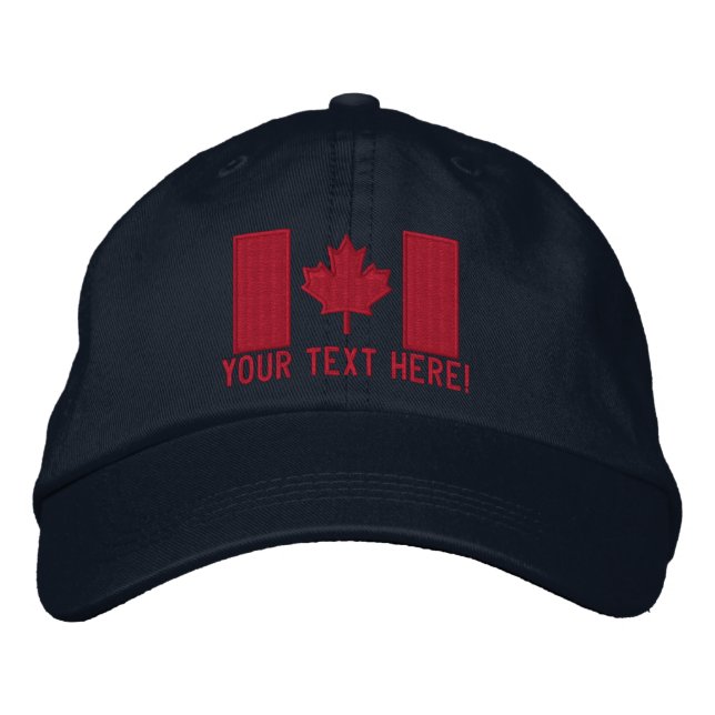 Personalised Large Canadian Flag Embroidery Embroidered Hat (Front)