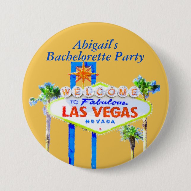 Personalised Las Vegas Bachelorette 7.5 Cm Round Badge (Front)