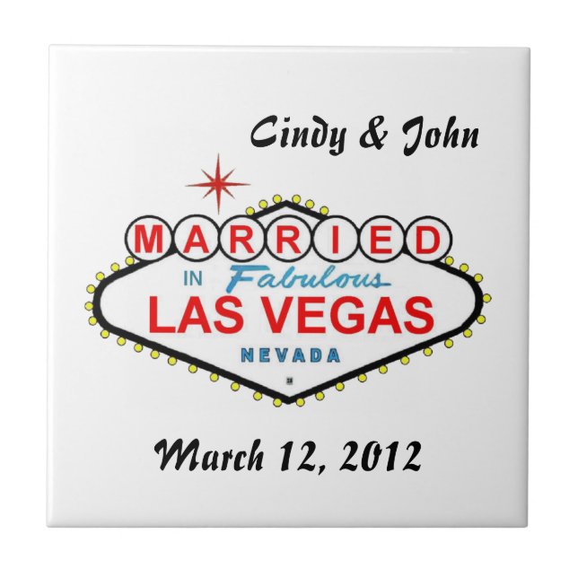 Personalised Las Vegas Married in Las Vegas Tile (Front)