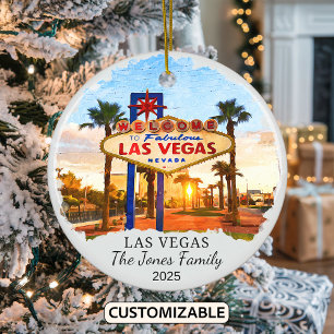 Personalised Las Vegas Ornament, Nevada Ceramic Tree Decoration