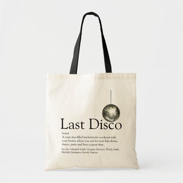 Personalised Last Disco Bachelorette Definition Tote Bag (Front)