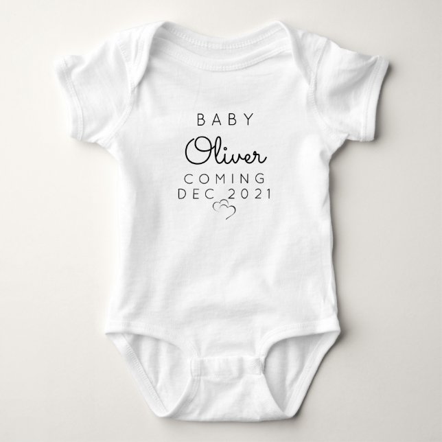 Personalised Last Name Announcement Baby Bodysuit (Front)
