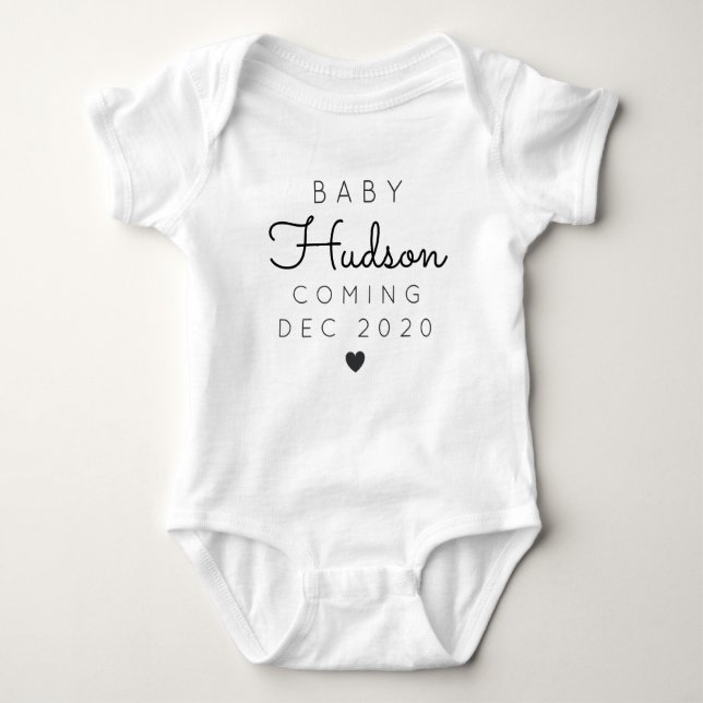 Personalised Last Name Announcement Baby Bodysuit (Front)