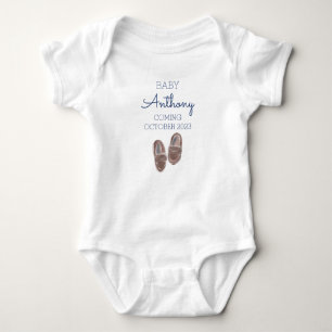 Personalised Last Name Announcement Baby Boy Shoes Baby Bodysuit