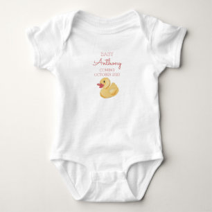 Personalised Last Name Announcement Baby Duck Red Bodysuit