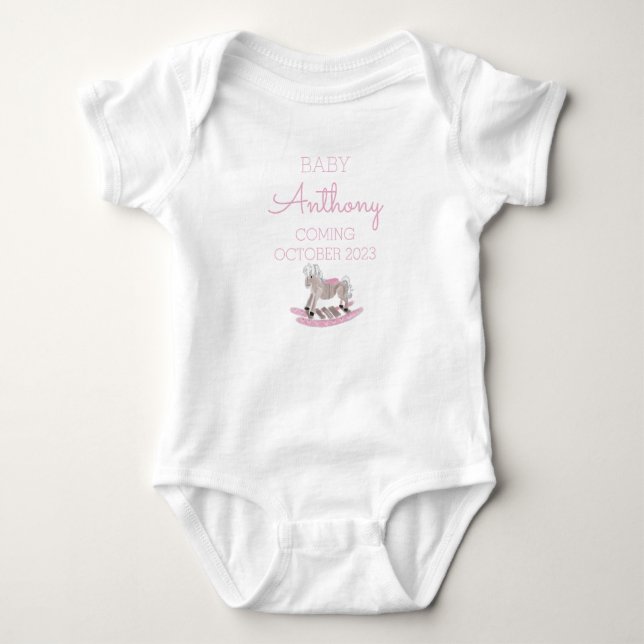 Personalised Last Name Announcement Baby Girl Pink Baby Bodysuit (Front)