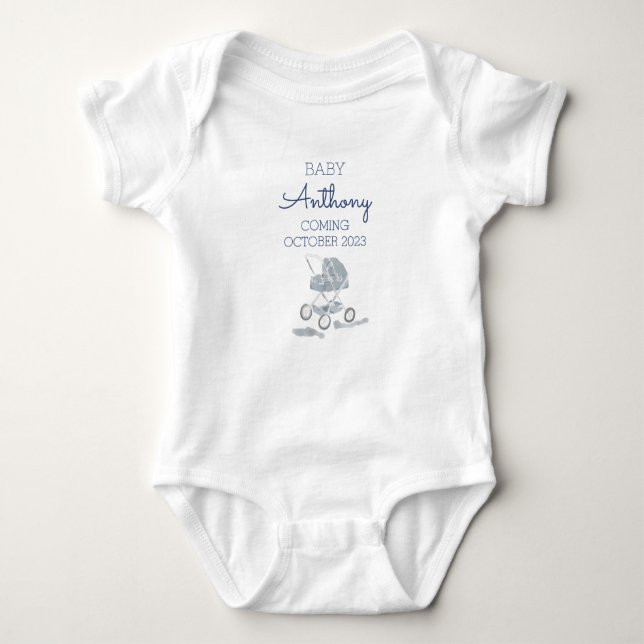 Personalised Last Name Announcement Baby Stroller  Bodysuit (Front)