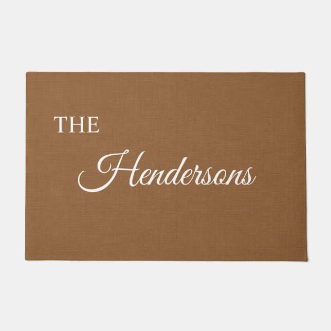 Personalised Last Name Door Mat in Beige (Front)