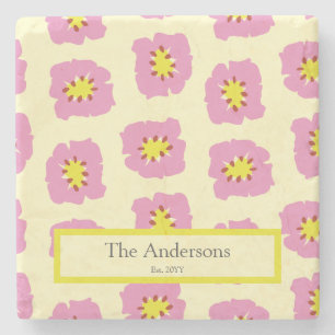 Personalised Last Name Est Year Wedding Gift Stone Coaster