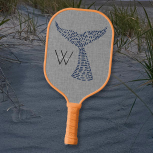 Personalised Last Name Nautical Whale Tail Art Pickleball Paddle