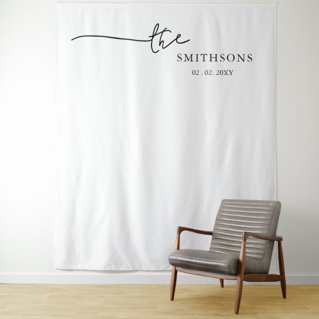 Personalised Last Name Wedding Photo Backdrop Tapestry (In Situ)