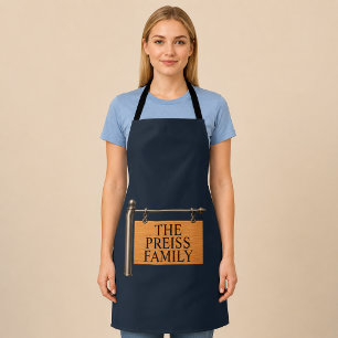 Personalised Last Name Wooden Hanging Sign Apron