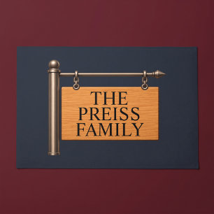 Personalised Last Name Wooden Hanging Sign Doormat