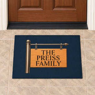 Personalised Last Name Wooden Hanging Sign Doormat