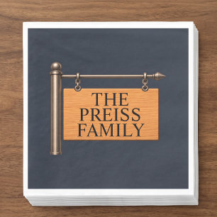Personalised Last Name Wooden Hanging Sign Napkin