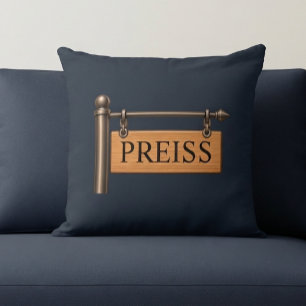 Personalised Last Name Wooden Hanging Sign Pillow