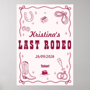 Personalised Last Rodeo Western Bachelorette Party Poster