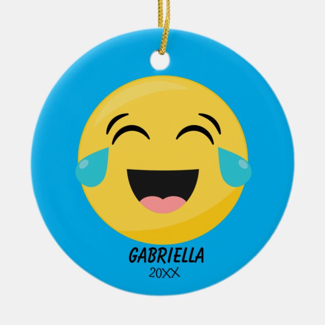 Personalised Laughing Out Loud Emoji Ornament (Front)