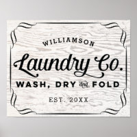 Personalised Laundry Wash Dry Fold on Rustic Wood