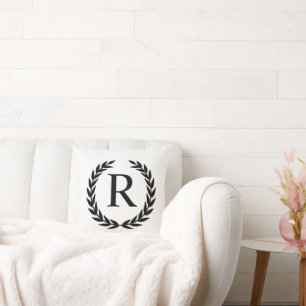 Personalised Laurel Wreath Classical Throw Pillow