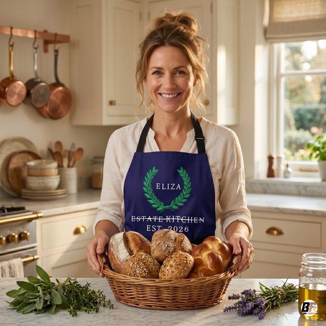 Personalised Laurel Wreath Estate Kitchen Custom  Apron (#mother'sday)