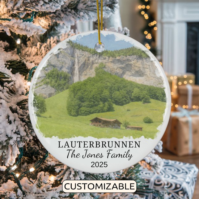 Personalised Lauterbrunnen Ornament, Switzerland Ceramic Tree Decoration (Creator Uploaded)