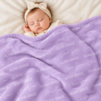 Personalised Lavender Baby Girl Name Blanket