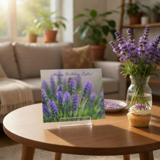 Personalised Lavender Birthday Card (Creator Uploaded)