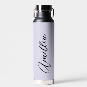 Personalised Lavender Black Script Wedding Water Water Bottle