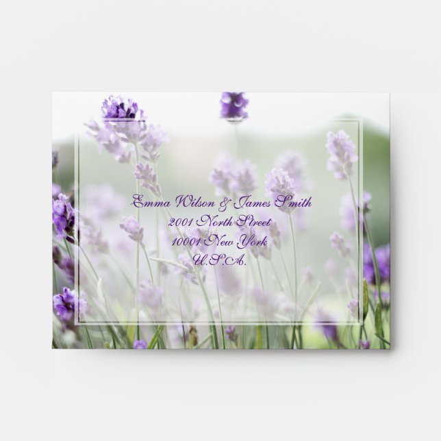 Personalised Lavender Bohemian RSVP Envelopes A2 (Front)