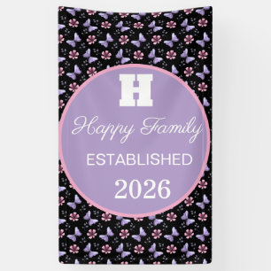 Personalised Lavender butterfly floral pattern Banner