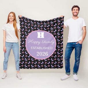 Personalised Lavender butterfly floral pattern  Fleece Blanket